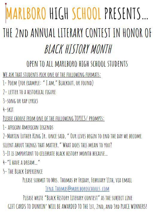 Black History Month  High School Literary Contest
